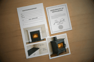 Eksempel på utfylt ferdigdokumentasjon etter montering av peis