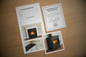 Eksempel på utfylt ferdigdokumentasjon etter montering av peis